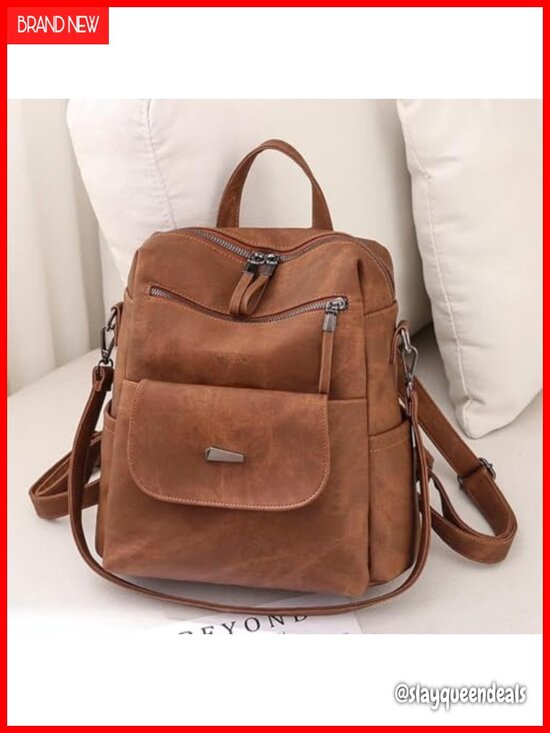 Faux Leather Women\'s Convertible Backpack Purse, Waterproof, 8 Pockets main image 4